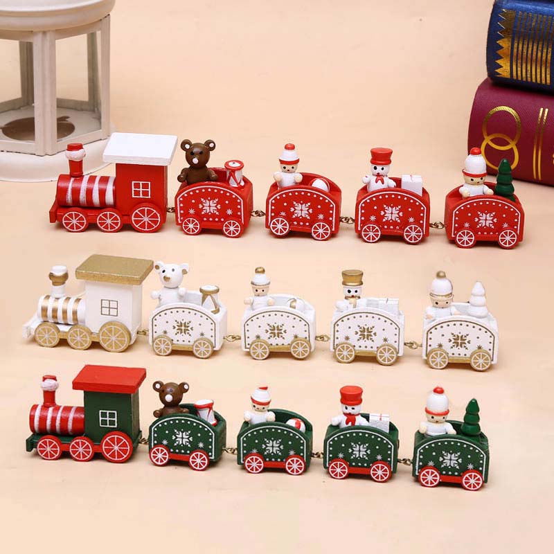 

Wooden Christmas Little Train with Snowman Bear for Home Decor Christmas Ornaments Pendant Decoration 2019 Xmas Kids Toys Gift