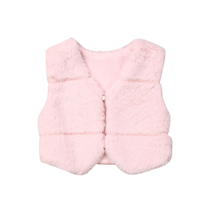 

For Girls Kids Baby Girl Winter Warm Fashion Clothes Faux Fur Waistcoat Thick Coat Outwear Baby Faux Fur Waistcoat, Pink