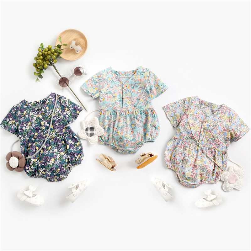 

Flower Baby Girls Clothing Newborn Baby Girls Floral Rompers Short Sleeve Jumpsuit Playsuit Summer Clothes, Blue