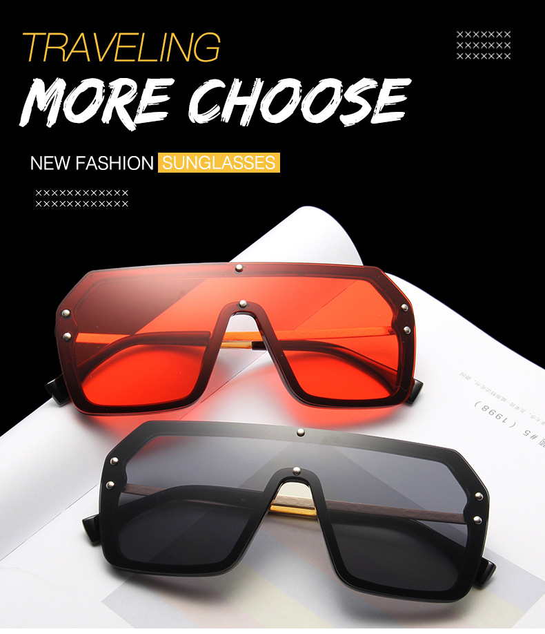 

Europe and the United States trend new style sunglasses men and women fashion large frame metal ocean lens sunglasses personality goggles