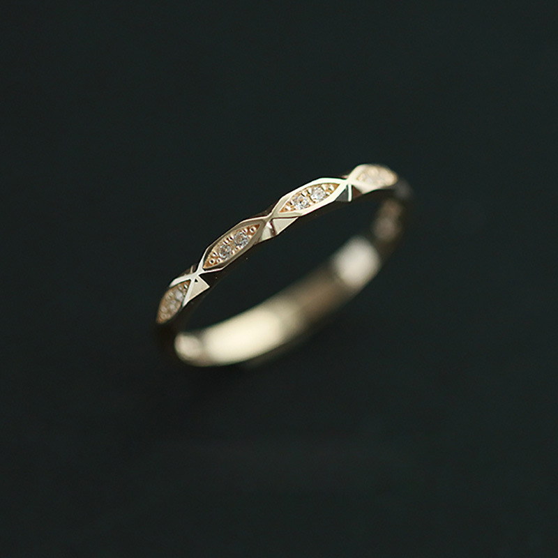 

Single Row Simulation Diamond Ring Ring Weijie Woman Little Finger 14k Golden Ornaments Joint Ring Hand Ornaments
