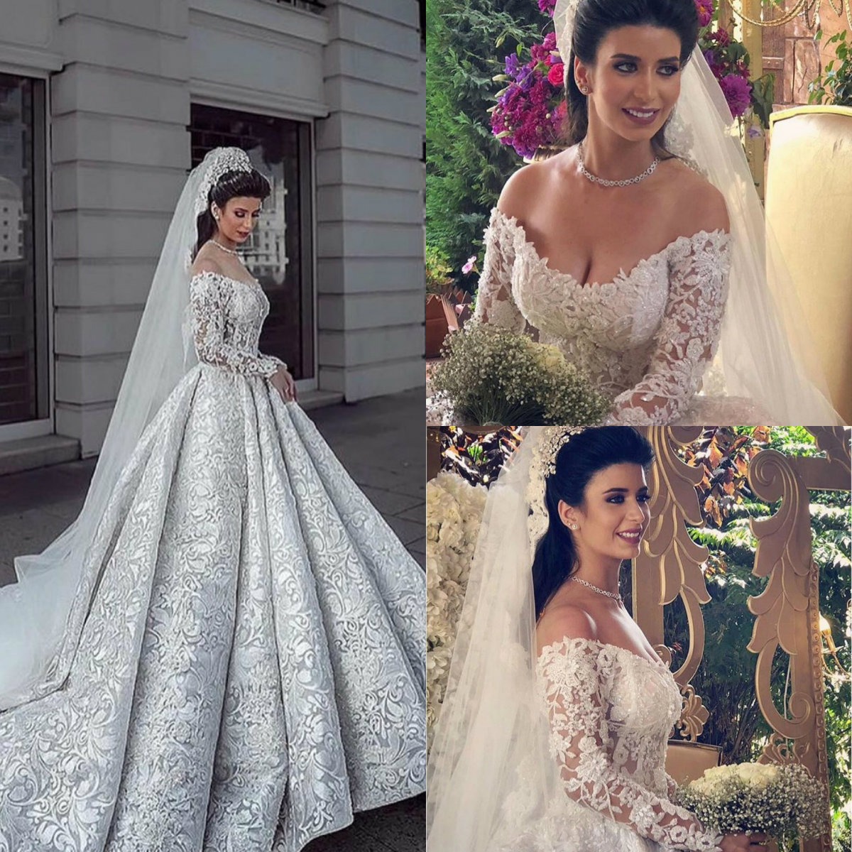 

2019 Luxury Heavy Beads Wedding Dresses A Line Lace Applique Ruffle Vestidos De Novia Sweep Train Country Wedding Dress Vintage Bridal Gowns, Dark red