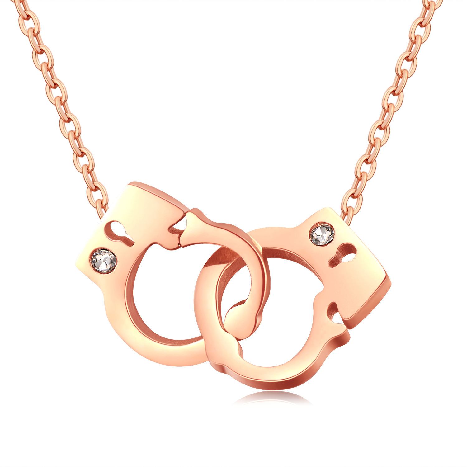 

Double Circle Vintage Handcuffs Pendant Necklace 316L Stainless Steel 14k Gold Plated Titanium Steel Necklace Jewelry