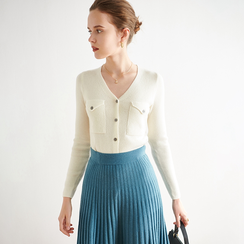 

LITVRIYH Female cardigan cashmere sweater women knitted sweater V-neck slim long sleeve short women cardigan jumper coat, Camelo