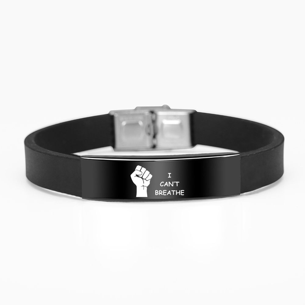 

American Protest I Can't Breathe Silicone Stainless Steel Black Elbow Bracelet New Arrival Black Power Jelly Bracelet