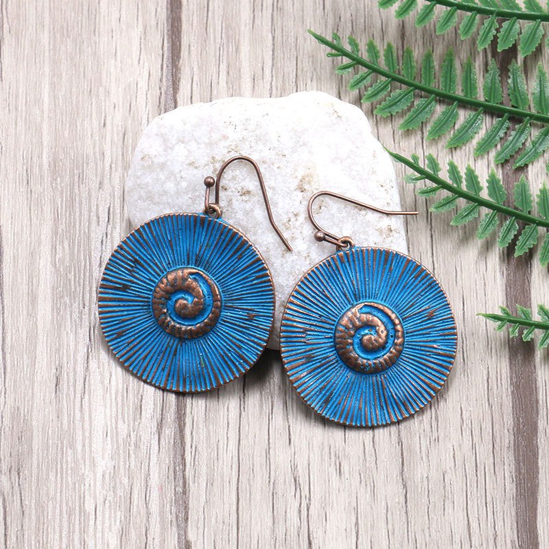 

Bohemian Ethnic Earring Round Spiral Hook Earring Jewelry Women Gift