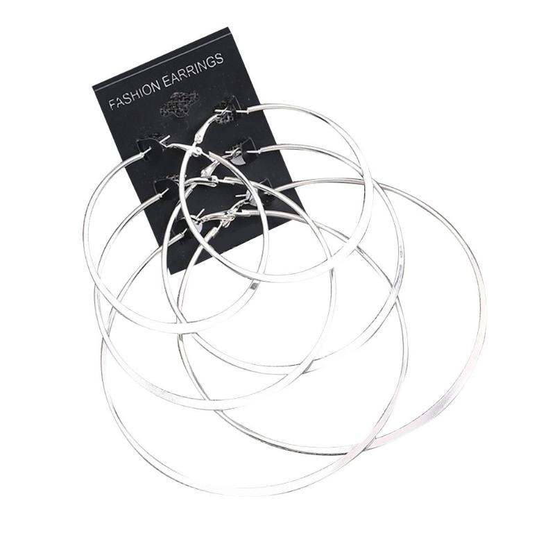 

3 Pairs Different Sizes Fashion Circle Pendant Hoop Earrings Eardrop Jewelry Stylish sweet gift for girlfriend