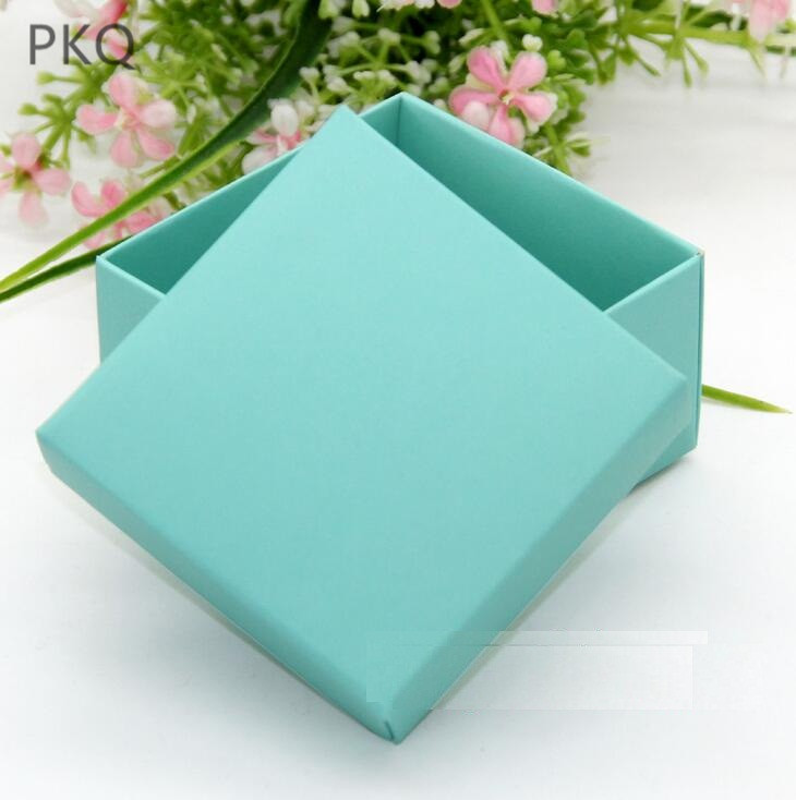 

50Pcs 2 sizes Blue Kraft Paper Box Small Gift Box with cover Wedding Candy Boxes Handmade Soap Packaging