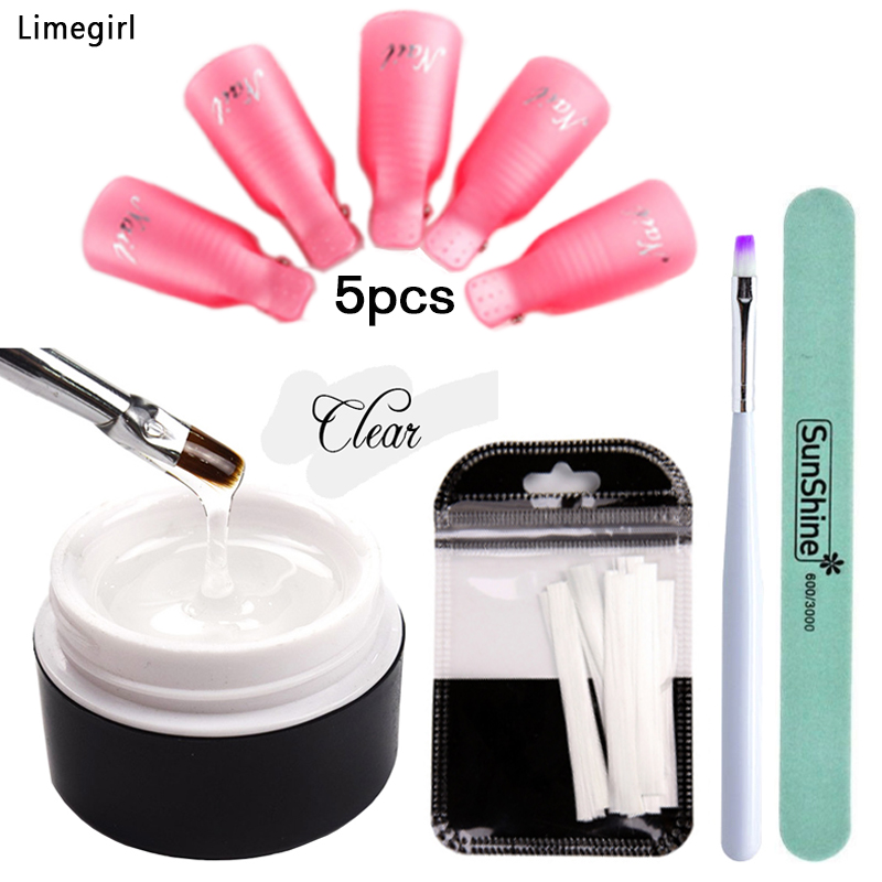 

Limegirl Fiberglass Quick Building Gel Fibernails Acrylic Tip UV Builder Gel Nail Art Soak Off Cap Clip Remover For Manicure Set, White