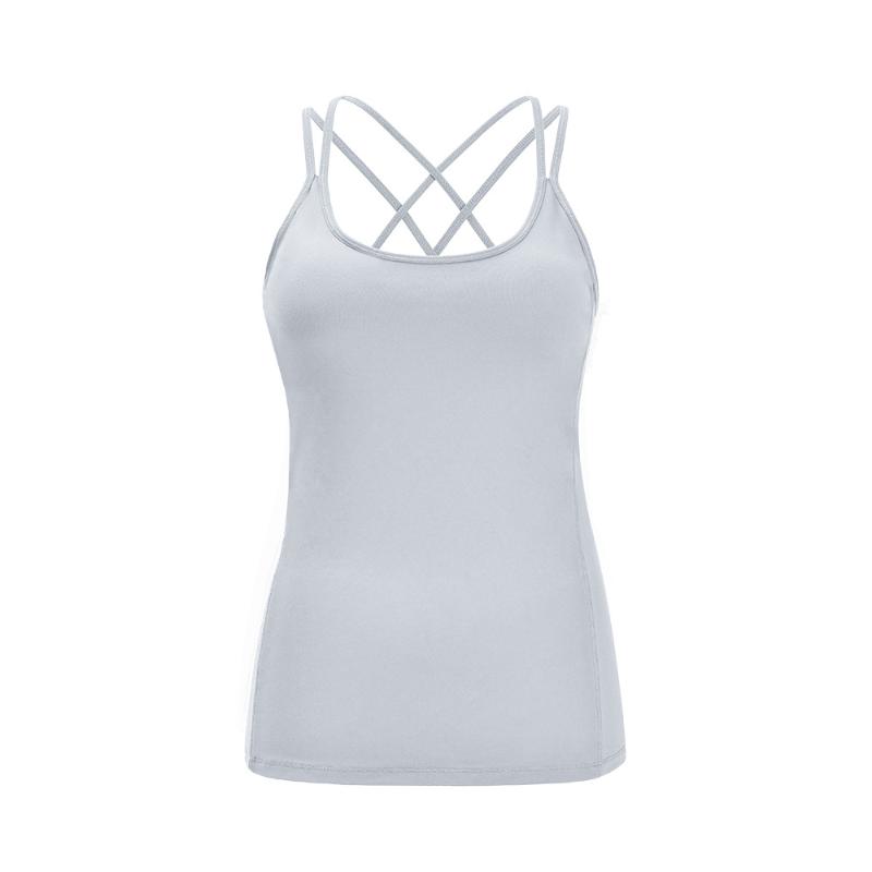 

Women Yoga Shirts Fitness Sleeveless Breathabless sportwear Front Line Cross Gym Loose Clothes Women Running Quick-dry T-shirts, Black