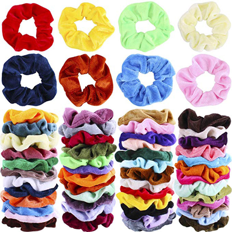 

Premium Velvet Hair Scrunchies Elastics Hair Bands Scrunchy Hair Tie Ropes Scrunchie Ponytail Holder Bands for Women Girls - 50 Colors