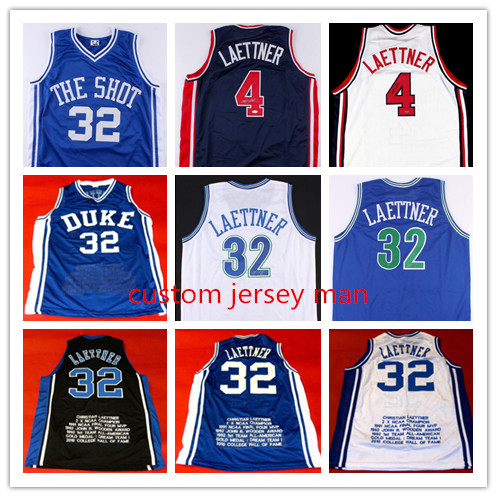 

College DUKE BLUE DEVILS STAT basketball jersey THE SHOT #32 CHRISTIAN LAETTNER jerseys Men's stitched hrowback custom made size S-5XL, Front duke