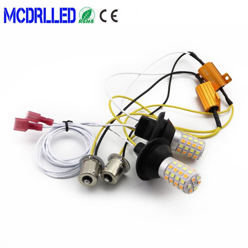 

Dual color 1156 Ba15s led P21W canbus PY21W led light Daytime Running Light+Turn Signal Dual Mode DRL External Lights, As pic