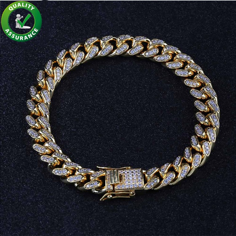 Bracelets pour hommes Miami Curb Cuban Link Bracelet Glacé Chaînes De Luxe Designer Bracelets Hip Hop Bijoux Or Argent CZ Accessoires De Mariage