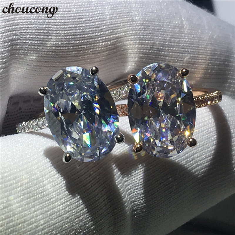 

choucong 2 Colors Lady Promise Finger Ring 925 Sterling Silver Oval cut 3ct Diamond cz Party Wedding Band Rings For Women Jewelry