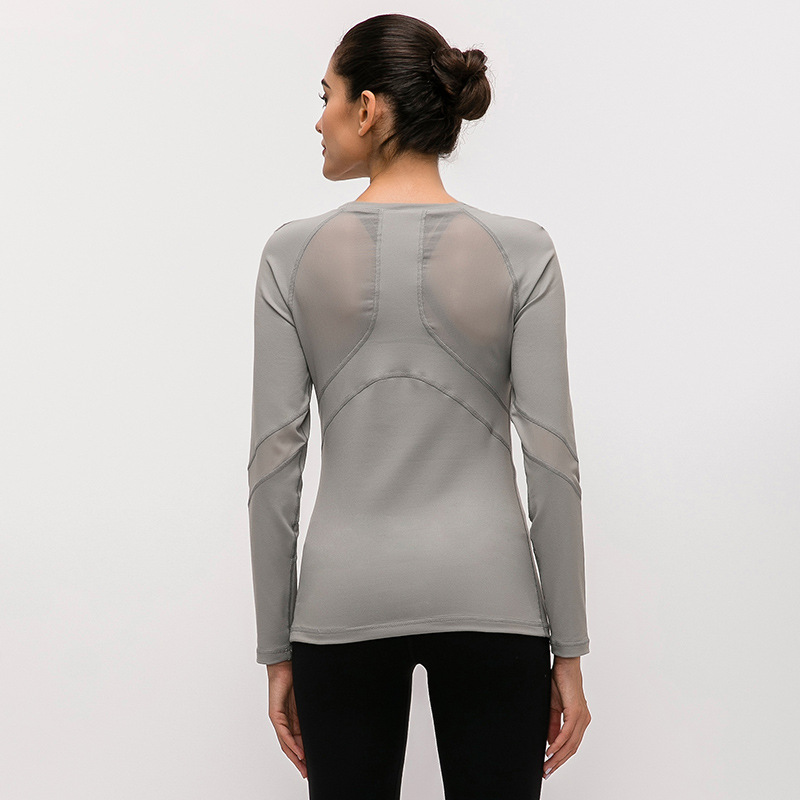 

Autumn and Winter New Mesh Elastic Fit Top Professional Sports Yoga Long Sleeve T-shirt Sports Wear for Women Gym Yoga Shirt