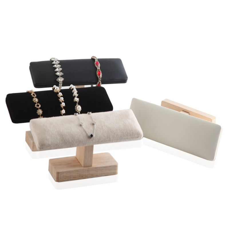 

Wood T-Bar Bracelet Chain Watch Stand Jewelry Display Rack Bangle Storage Shelf