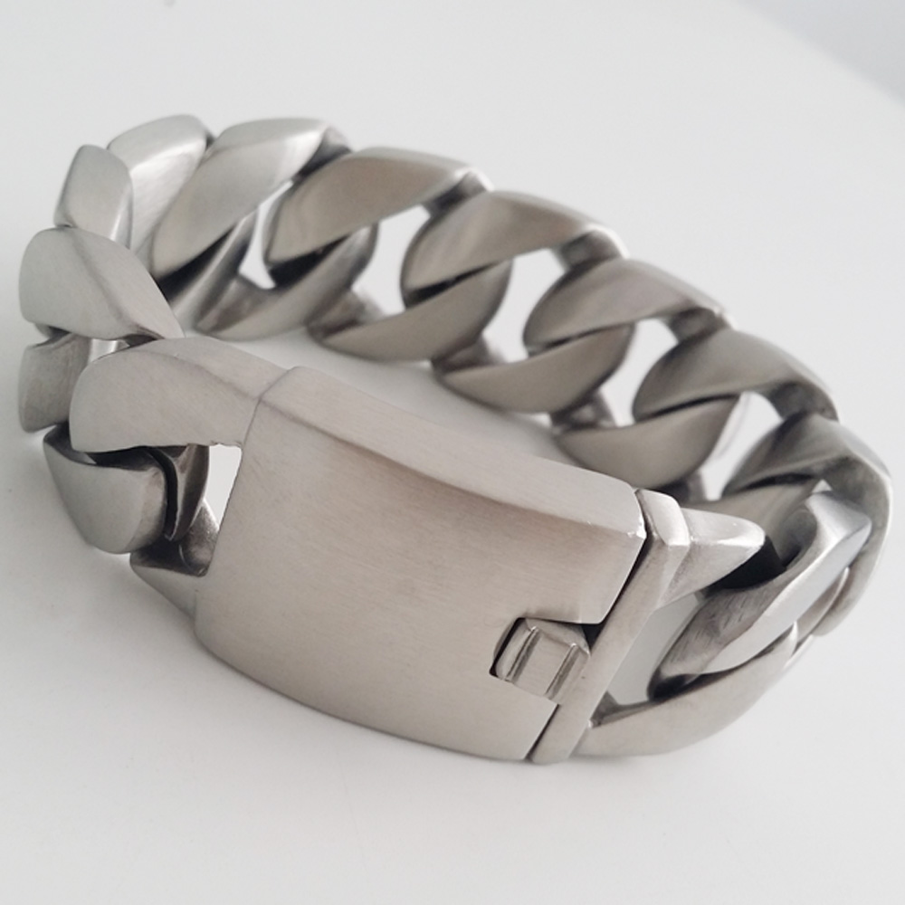 

Granny Chic Men's Bracelets Hip Hop Matte Curb Cuban Link Chain 316L Stainless Steel Bracelet For Male Jewelry Gifts 26/32mm
