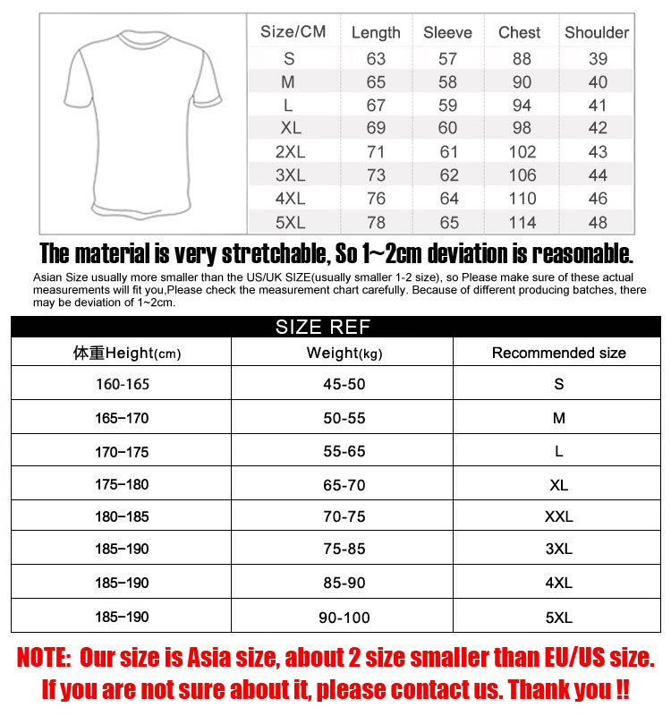 5xl t shirt size chart