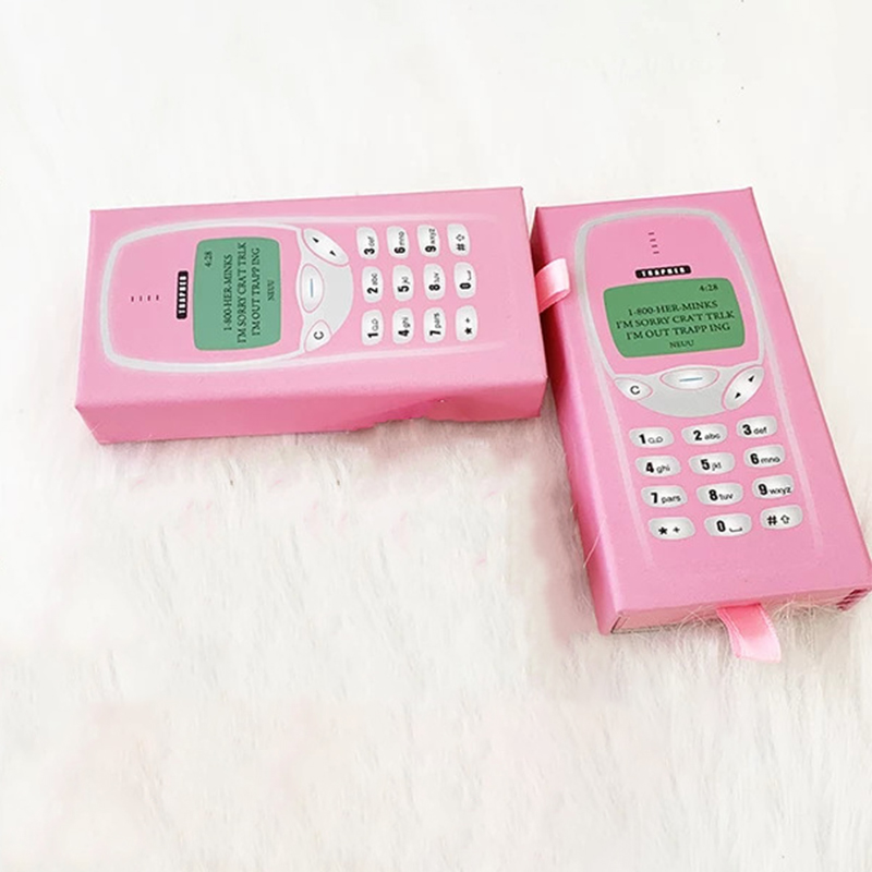 

2020 Cute Mobile Phone Lashes Box Eyelashes Lash Case Packaging for False Eyelashes Empty Eyelash Box Container Bulk
