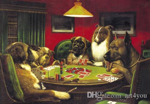 

Dream-art High Quality Handpainted & HD Print Abstract Art oil painting dogs playing poker Wall Art Home Decor On Canvas Multi Sizes a47