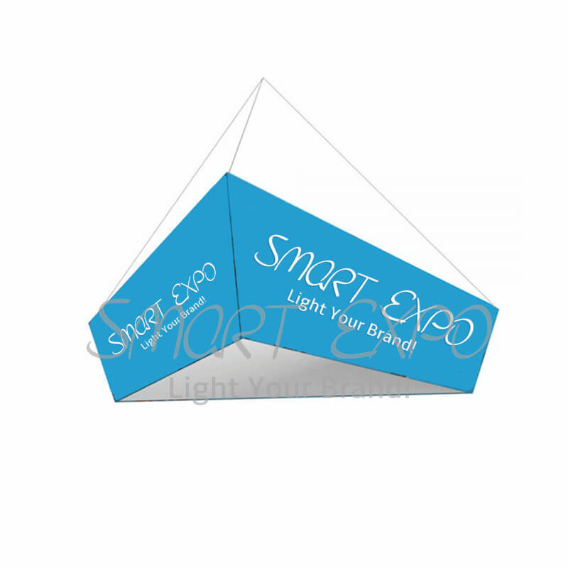 

16ft(TL)*14ft (BL)*5ft (H) Tapered Triangular Hanging Banner for Trade Show with Strong Aluminum Tubing Structure