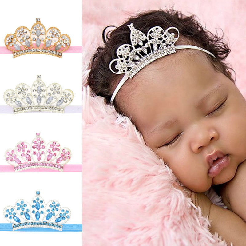 

Hot sale New Baby Tiara headbands girls Kids Elastic Sparkle Rhinestone Headband Hairbands Children Hair Accessories, Mixed
