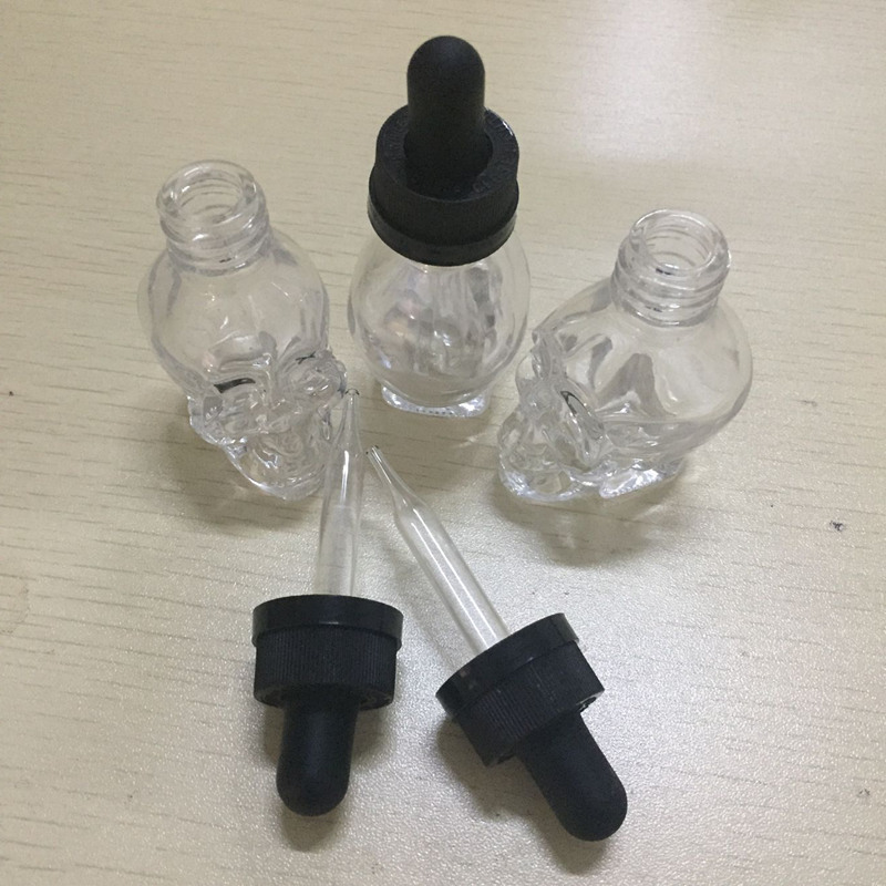 

Skull vape glass empty dropper bottle jars transparent e liquid vape juice E-juice glass childproof jar DHL 15ml 30ml 50ml 100ml