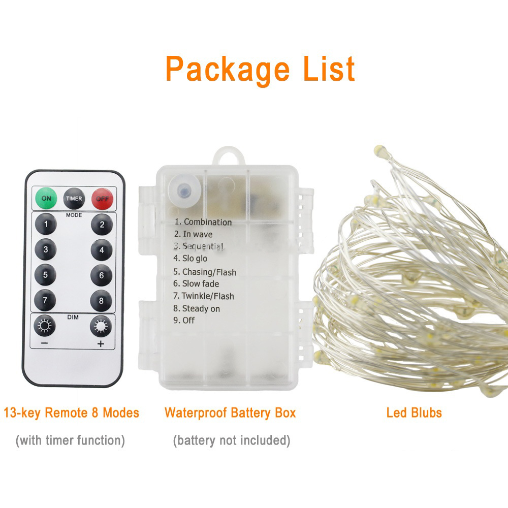 

LED Strip Christmas Ornaments Charms waterproof Festive party supplies dry battery Box With 8 Function Remote Control party