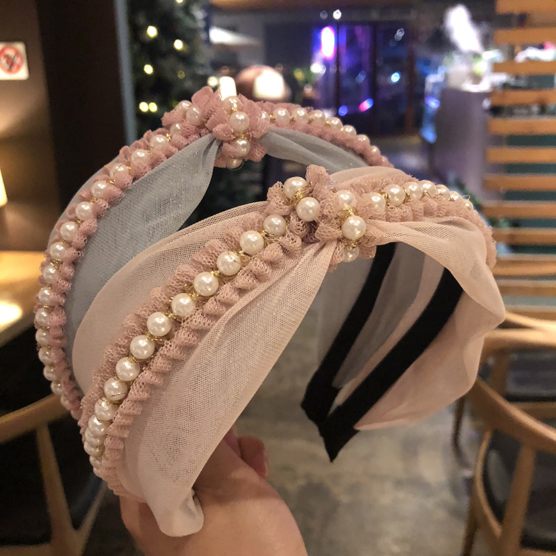 

New woman hair band nail pearl velvet knotted hair hoop pearl headband fashion knotted headband band