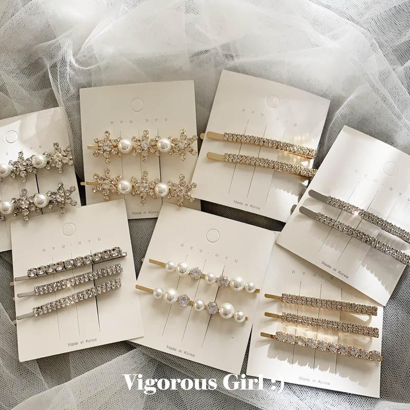 

Hot sale Ins pearl women hair clips rhinestone girls designer hair clips fashion princess barrettes hair accessories for women BB clip, Multi-color