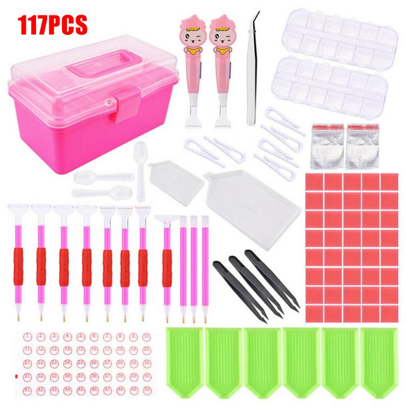 

Painting Tools 5D Diamond Light Drill LED Pen Embroidery Storage Box 117pcs Embroidery Painting Accessories DC120