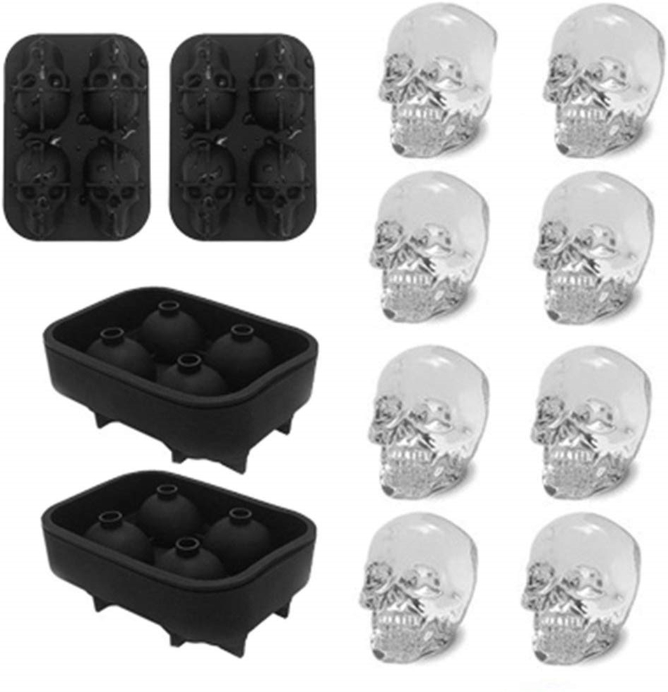 

NEW 4 Cavity Skull Head 3D Mold Skeleton Skull Form Wine Cocktail Ice Silicone Cube Tray Bar Accessories Candy Mould Wine Coolers