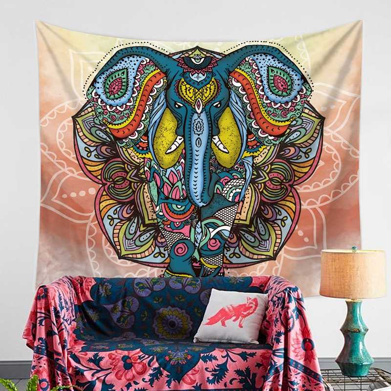 

Mandala Boho Tapestry Bohemian Style Wall Hanging Bedroom Decorative Walls Blanket Bedspread Yoga Mat Print Elephant Design