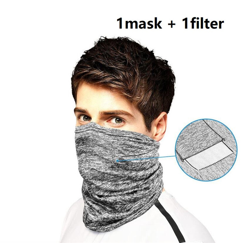 Bandana Neck Gaiter Headwear Face Scarf with Safety Carbon Filters Outdoors