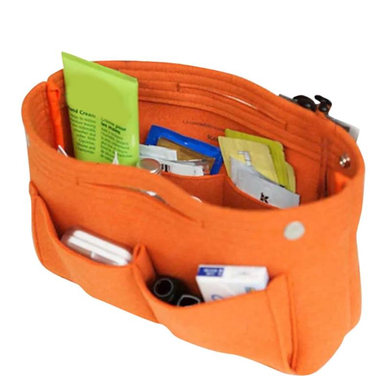 

1PC Felt Fabric Cosmetic Bag Travel Multifunction Handbag Cosmetic Organizer Purse Insert Bag Felt Fabric Storage Pouch Case, Black