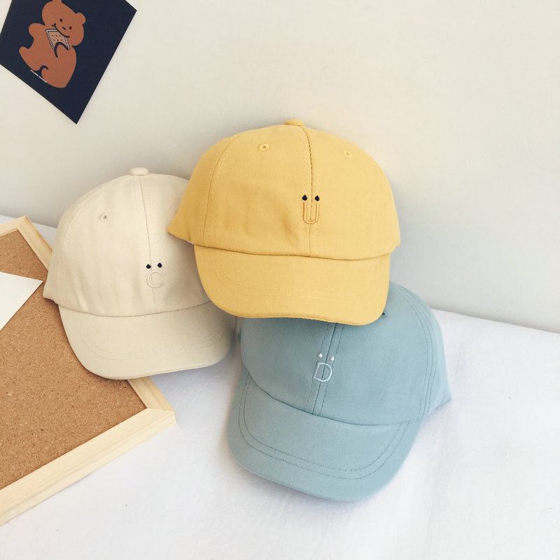 

Korean Style Fashion Letter Embroidered Childrens Baseball Cap Fashion All-match Boys And Girls Solid Color Sun-Shading Duck Tongue Hat, Yellow