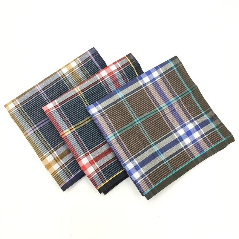 12PCS 40 * 40CM Dark Men's Handkerchief Cotton Small Color Handkerchief Plaid Square Towel-image-536383356
