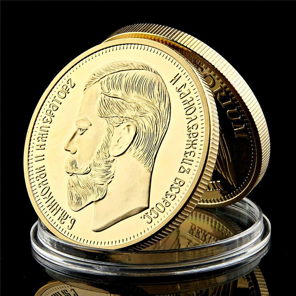 Collectible Coin Craft 1991Russian Empire Emperor Nicholas II Gold Plated 1oz Celebrity Commemorative Badge-image-522039245