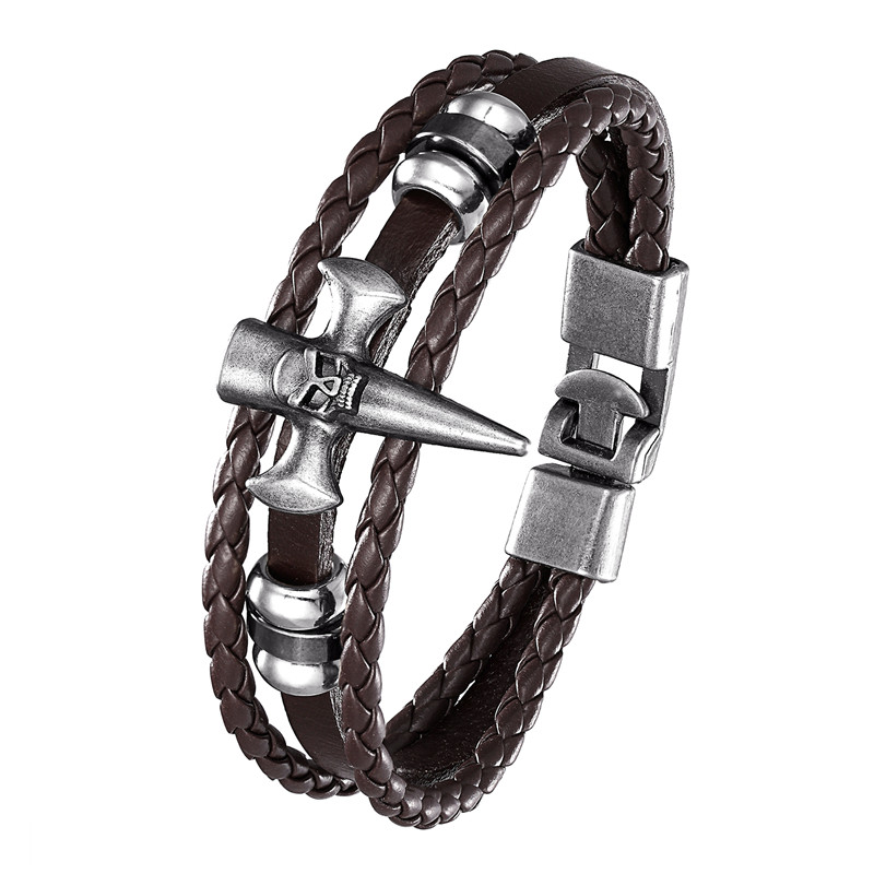 

2020 Lucky Vintage Leather Bracelet Men's Skull Multilayer Woven Woman Pulseira Masculina PG