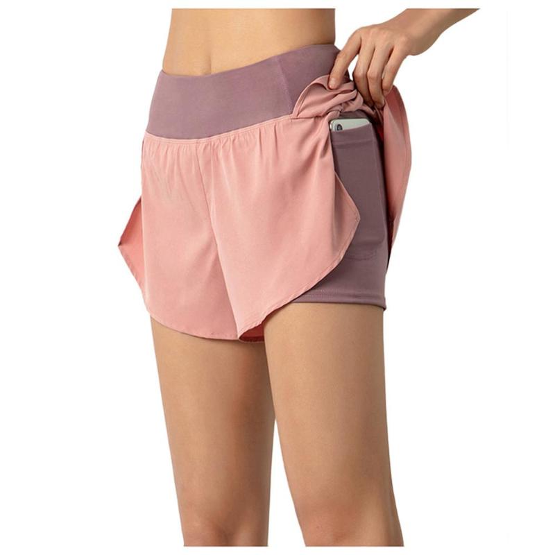 

Women Summer Running Anti-Light-Out Casual Quick-Drying Breathable Short With Pocket Female Outdoor Sportwear gym Fitness shorts, Black