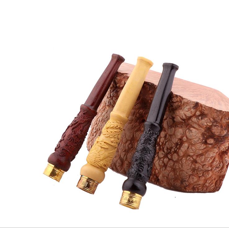 

Carved solid wood cigarette holder fittings circular removable filter wood cigarette holder