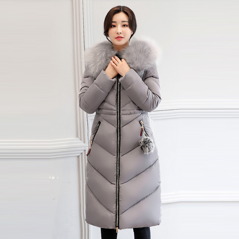 

Winter Real Fur Collar Hood Jacket Women Coat 2018 Fashion Female Winter Jacket Women Parka Warm Casual Plus Size -7XL Overcoat, Black