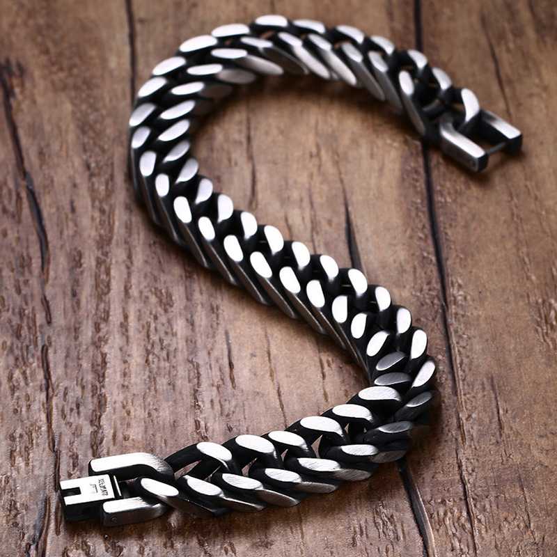 

Retro bracelets mens stainless steel chains on hand hip hop bracelet charm Vintage bracelets black gifts for mens accessories