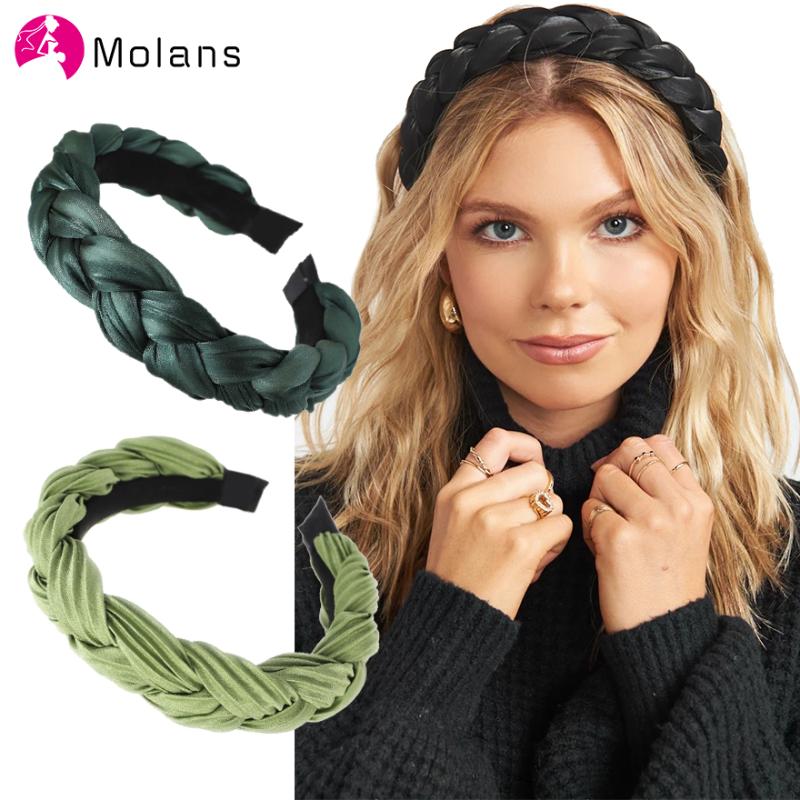 

Molans Hair Bands for Women Silk Headband Korea Black Silk Padded Braided Headband Spring Gumki Do Wlosow Plated Hair Bands