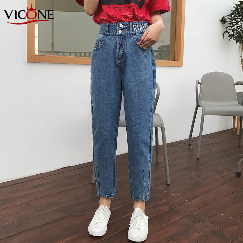 

VICONE Ins Jeans Women Simple Trendy Ankle-Length Trousers Womens Spring Autumn Slim Female High Quality, Blue