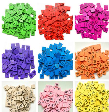 

100Pcs/set Colorful English Words Wooden Letters Alphabet Tiles Black Scrabble Letters & Numbers For Crafts Wood