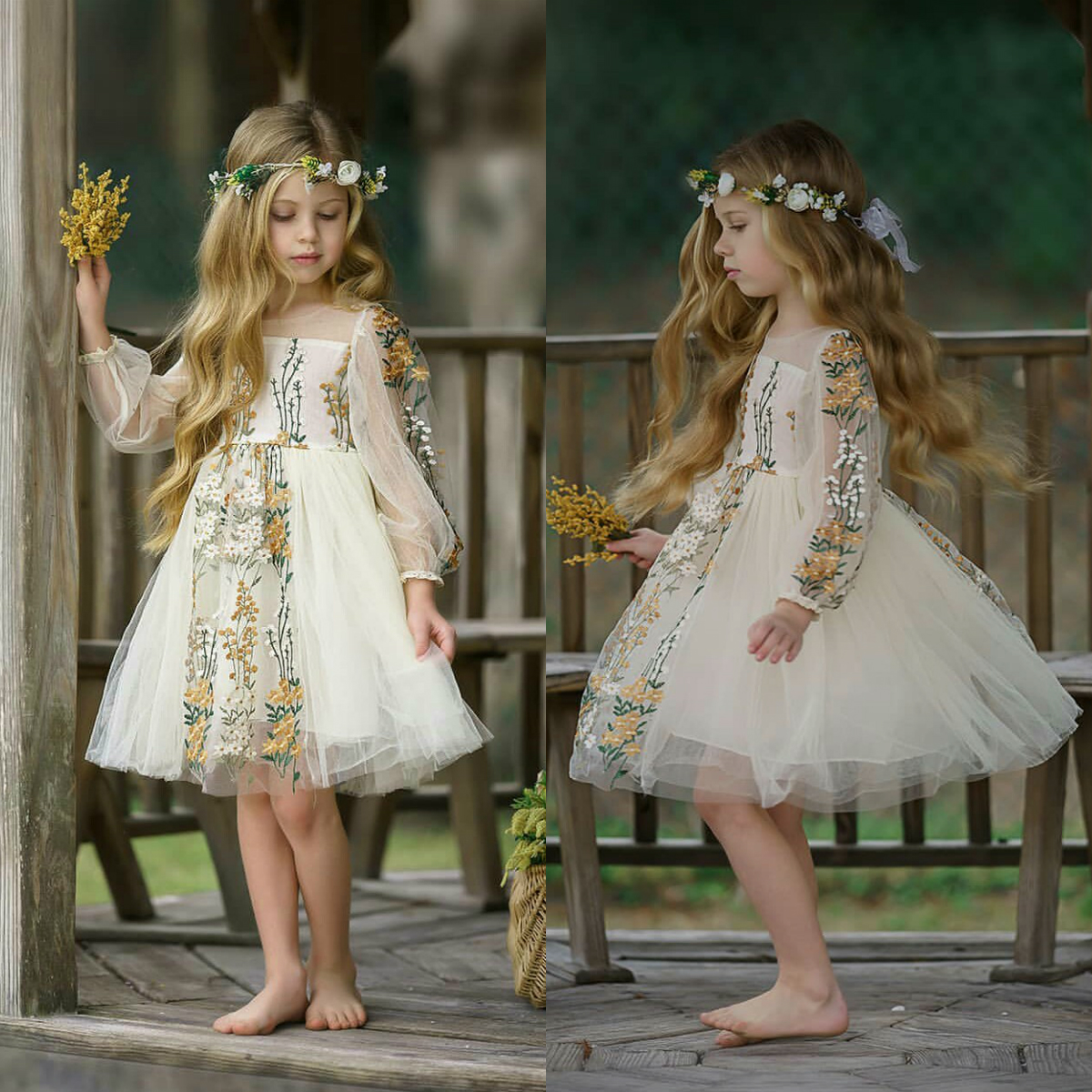 

Cute 2020 Flower Girls Dresses For Wedding Jewel Tulle Kids Formal Wear Knee Length Girl Pegeant Dress, Burgundy