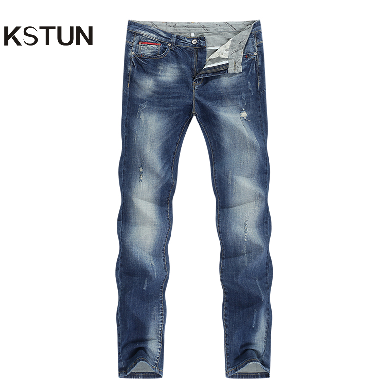 

Fashion Ripped Jeans Men Stretch Blue Streetwear Distressed Hip hop Mens jeans Regular Fit Male Long Trousers Pants Big size 40