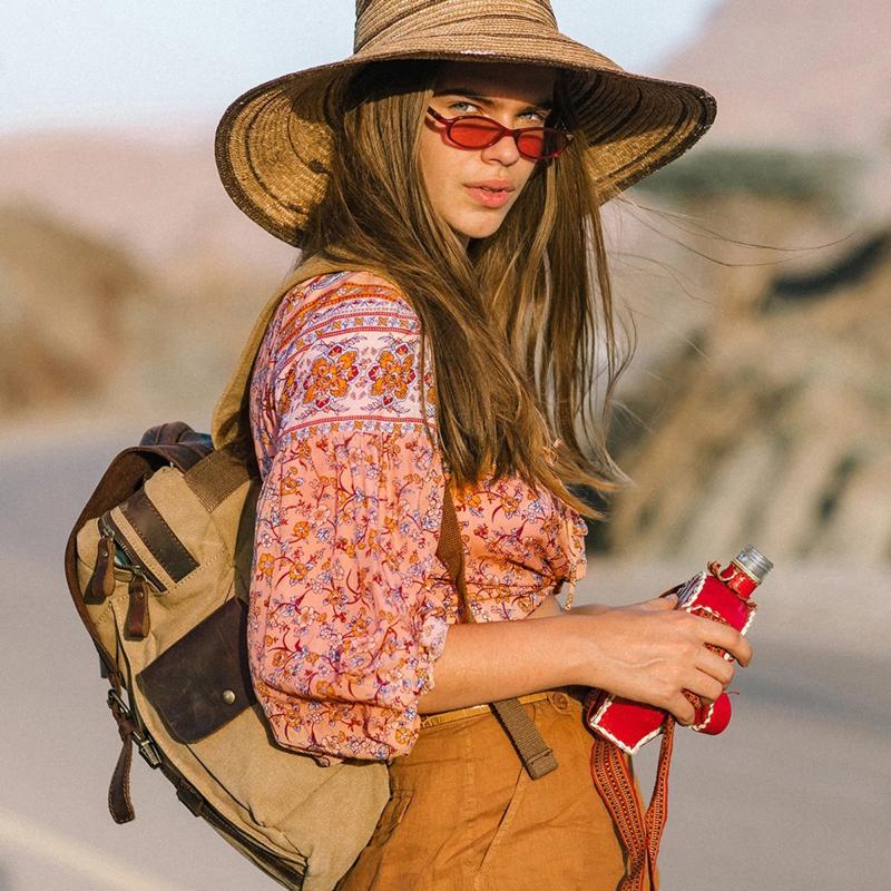 

Hippie Spring Vintage Loose Floral Print Blouse Women Top Streetwear Beach Casual Tunic Boho Blusa Long Sleeve O Neck Shirts, Pink